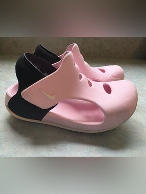 Nike Pink and Black Foam Slide Sandals